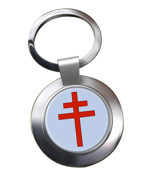 Patriarchal Cross Leather Chrome Key Ring
